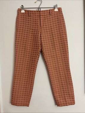 Club Monaco Orange Geometric Print Cropped Pants Size 2 Tailored Ankle Pants